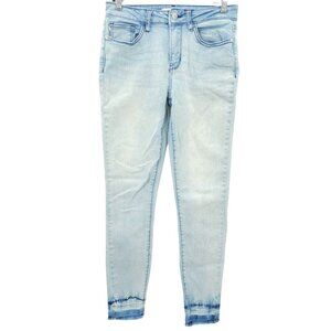 Judy Blue Jeans Skinny Fit Size 3 / 26 Light Wash Mid Rise Stretch Frayed Hem